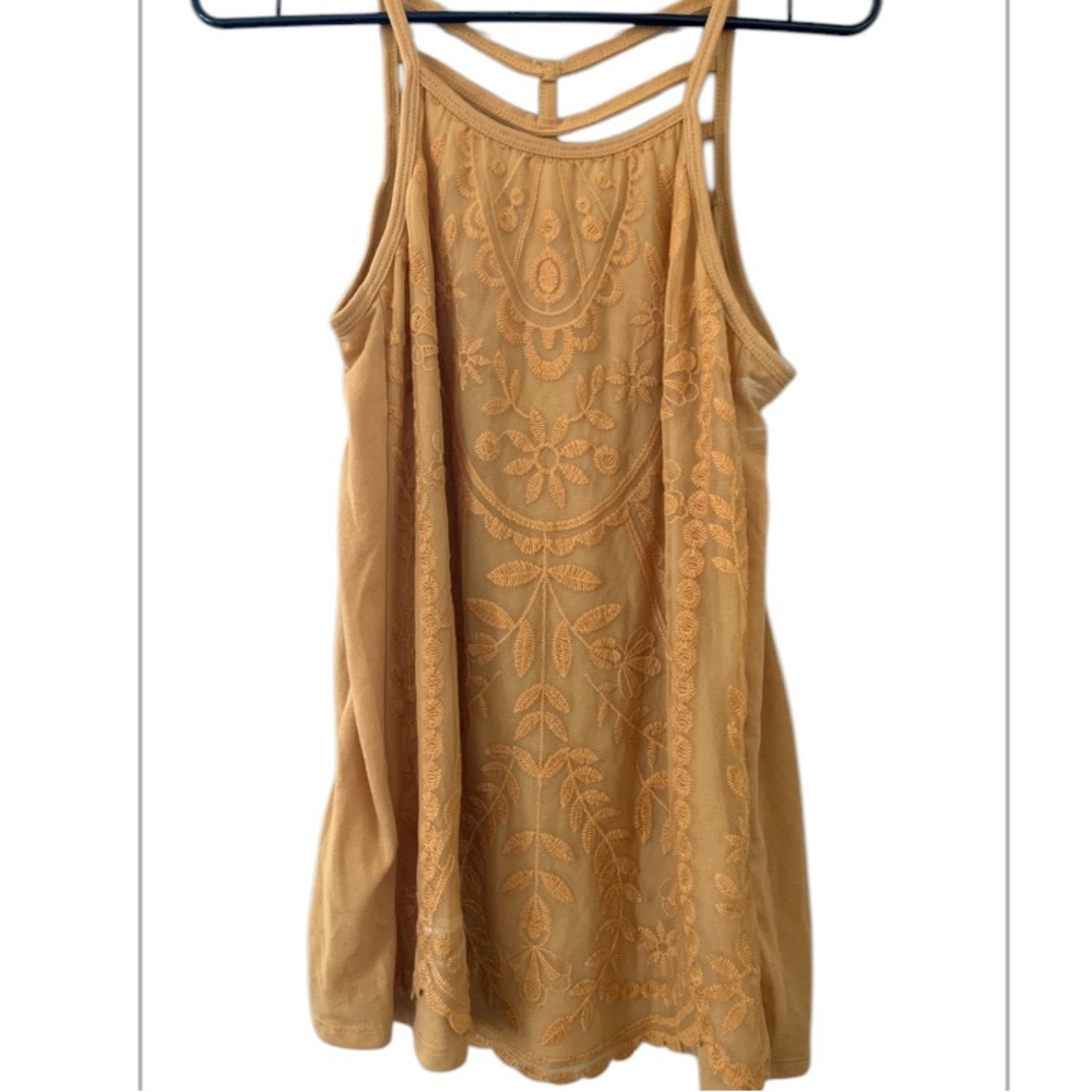 REWIND Embroidered Mustard Tank Top SIZE L